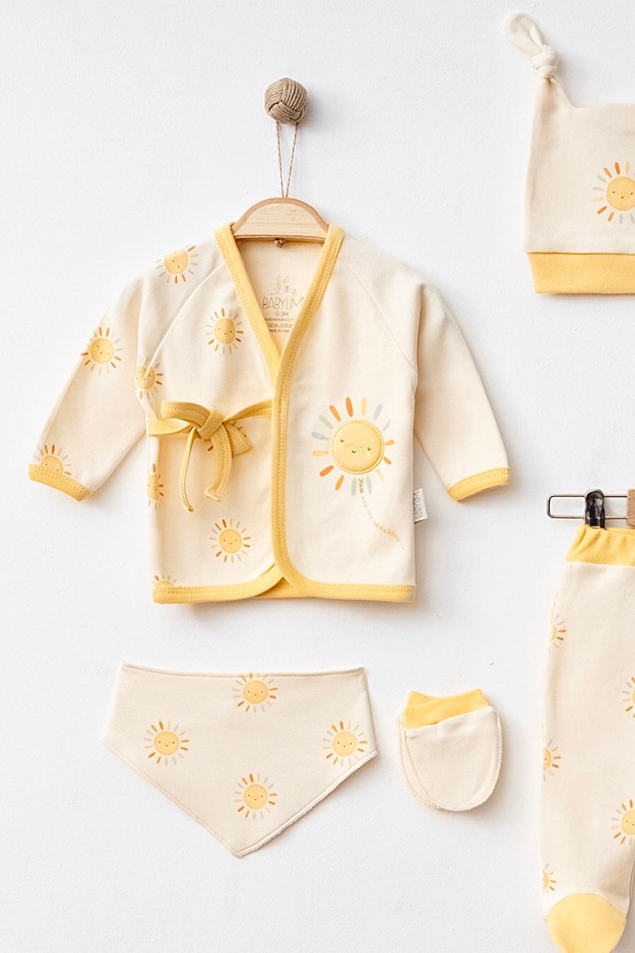 Babylim Güneş 0-3 Ay Unisex Bebek Hastane Çıkış Seti-5li